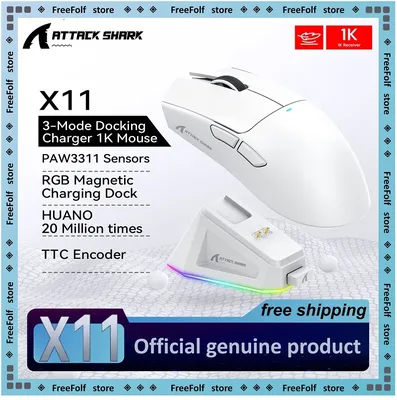 어택 샤크 X11 X11SE 무선 게이밍 마우스 3모드, PAW3311, 22000DPI, 400IPS, PC 게이밍 마우스